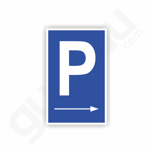 Parkplatzschild mit Pfeil links