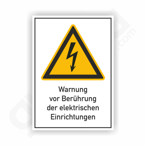 Warnung vor Berührung der elektrischen Einrichtung