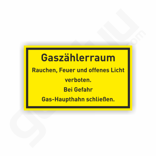 Gaszählerraum - Rauchen, Feuer und offenes Licht verboten. Bei Gefahr Gas-Haupthahn schließen.