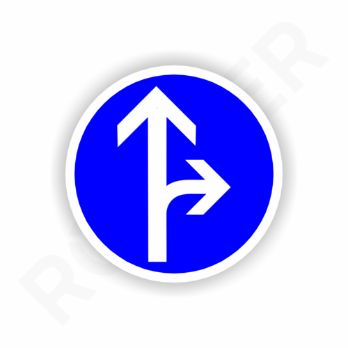 Straßenverkehr Nr. 214 / Vorgeschriebene Fahrtrichtung geradeaus oder rechts